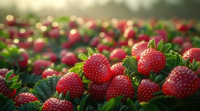 Strawberry Fields From Above: A Captivating Aerial Flight Over a Lush and Vibrant Crop