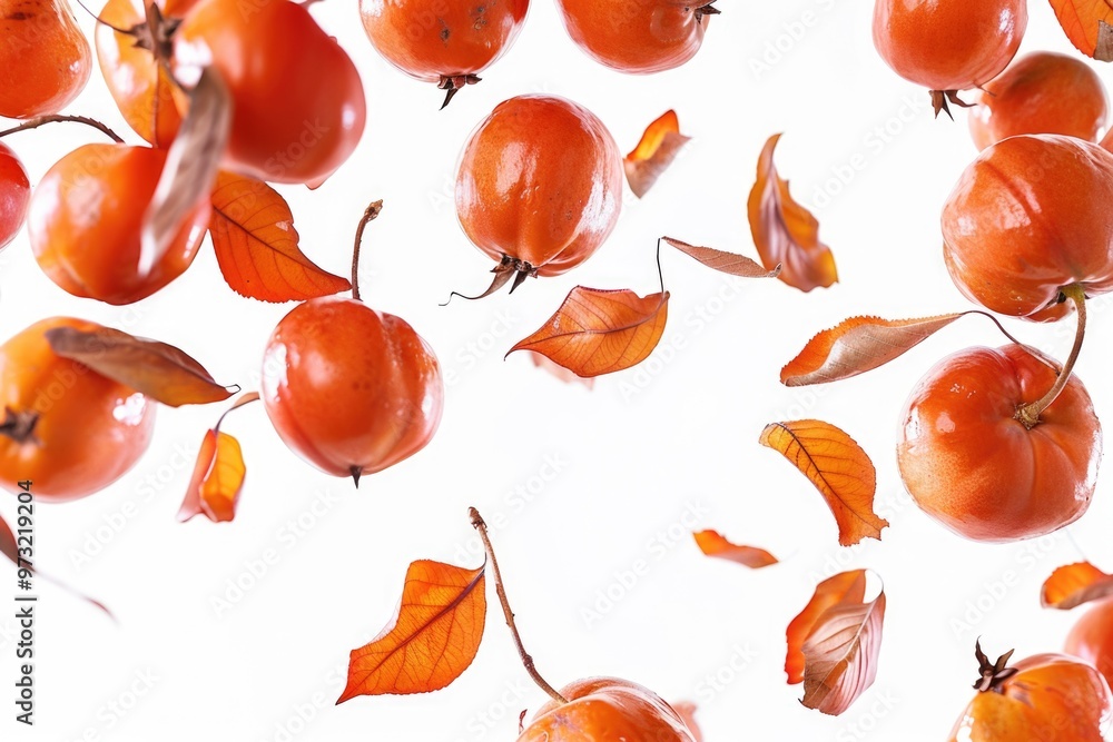 Poster fresh oranges hanging from a tree branch