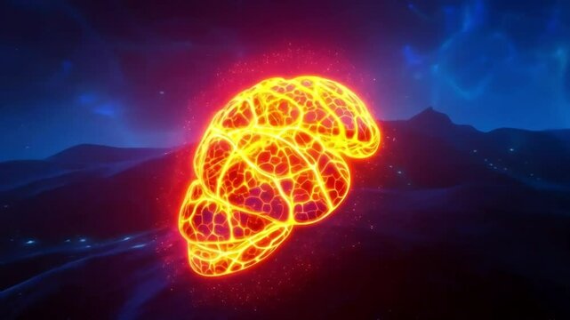 Vivid Neurological Activity in Brain Simulation Illustration
