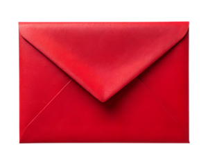 Red envelope Isolated on White Transparent Background, PNG Element. Closed red envelope good for Christmas Santa Claus letters presentation or Valentine day card