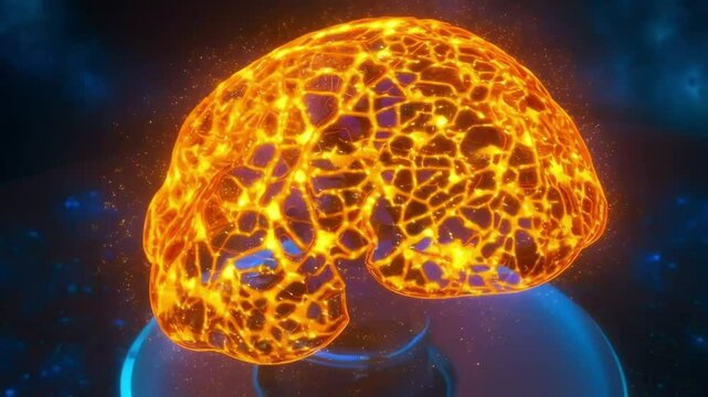 Vivid Neurological Activity in Brain Simulation Illustration
