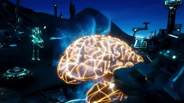 Vivid Neurological Activity in Brain Simulation Illustration
