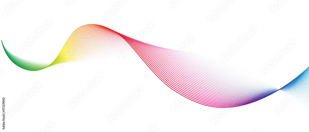 Aufkleber Abstract wave lines flowing dynamic rainbow spectrum gradient isolated on transparent background. Vector Illustration for concept of digital technology, communication, music, science, AI, Pride month