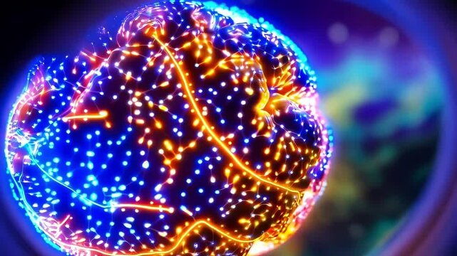 Vivid Neurological Activity in Brain Simulation Illustration
