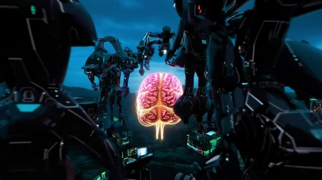 Vivid Neurological Activity in Brain Simulation Illustration
