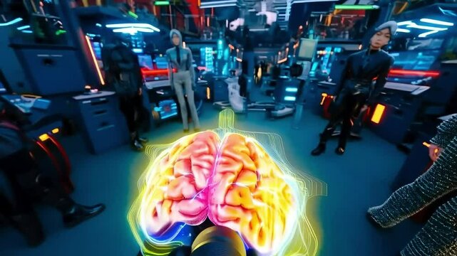 Vivid Neurological Activity in Brain Simulation Illustration
