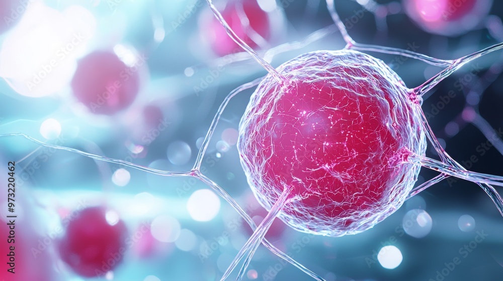Aufkleber microscopic view of a cell with a network of filaments