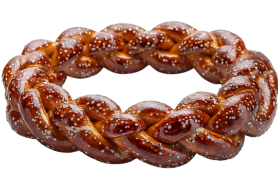 a close up of a braided pretzel.