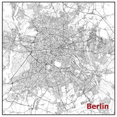 Fototapeta premium Berlin Outline Map Vector Illustration