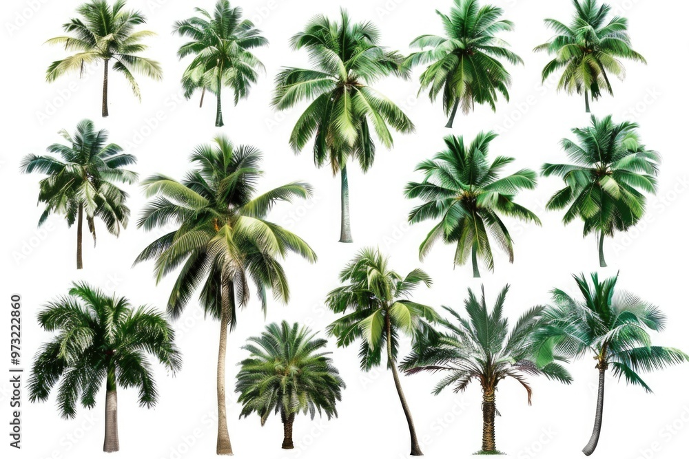 Poster a collection of palm trees on a white background