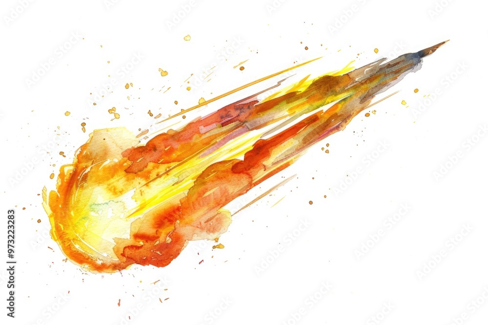Poster a colorful illustration of a rocket soaring through the sky, perfect for space or adventure-themed p