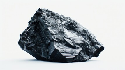 A solitary rock sits atop a clean white surface, ideal for use in minimalist designs or scientific illustrations