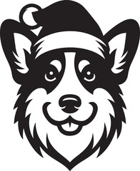 Merry Christmas Santa Cute dog silhouette vector design