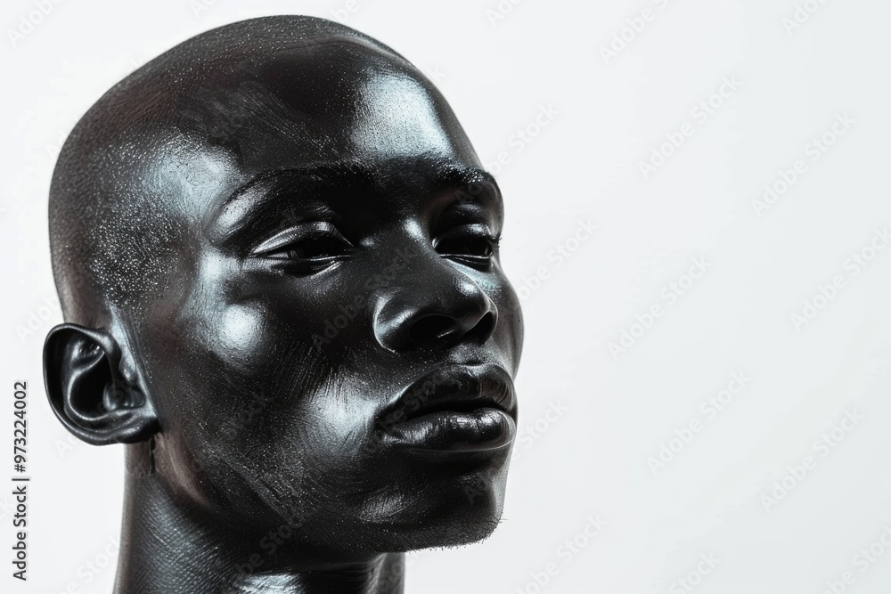 Aufkleber close-up view of a statue of a man's face with intricate details and facial expressions