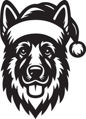 Merry Christmas Santa Cute dog silhouette vector design