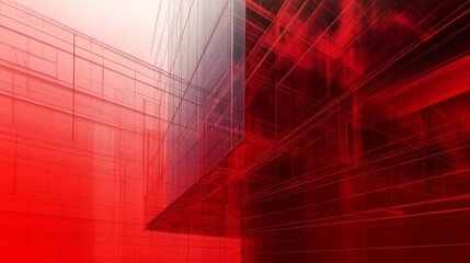Obraz premium Red Modern Architecture Abstract Facade Against Sky