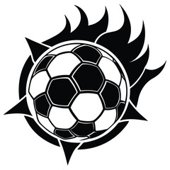 Obraz premium Hot soccer ball fire logo silhouette. football club graphic design logos or icons. vector illustration