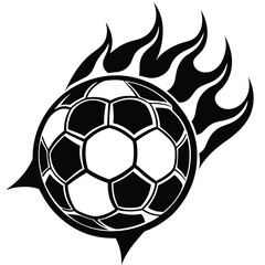 Obraz premium Hot soccer ball fire logo silhouette. football club graphic design logos or icons. vector illustration