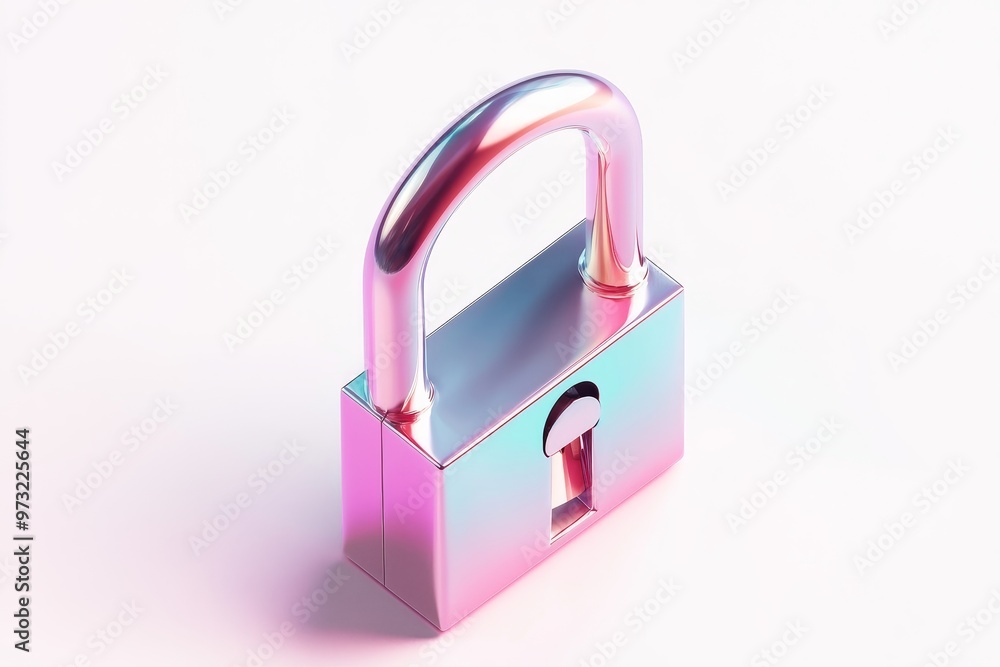 Fototapete craft a digital 3d representation of a modern, sleek padlock from above, emphasizing precise metalli