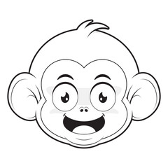 monkey playful face outline cartoon cute