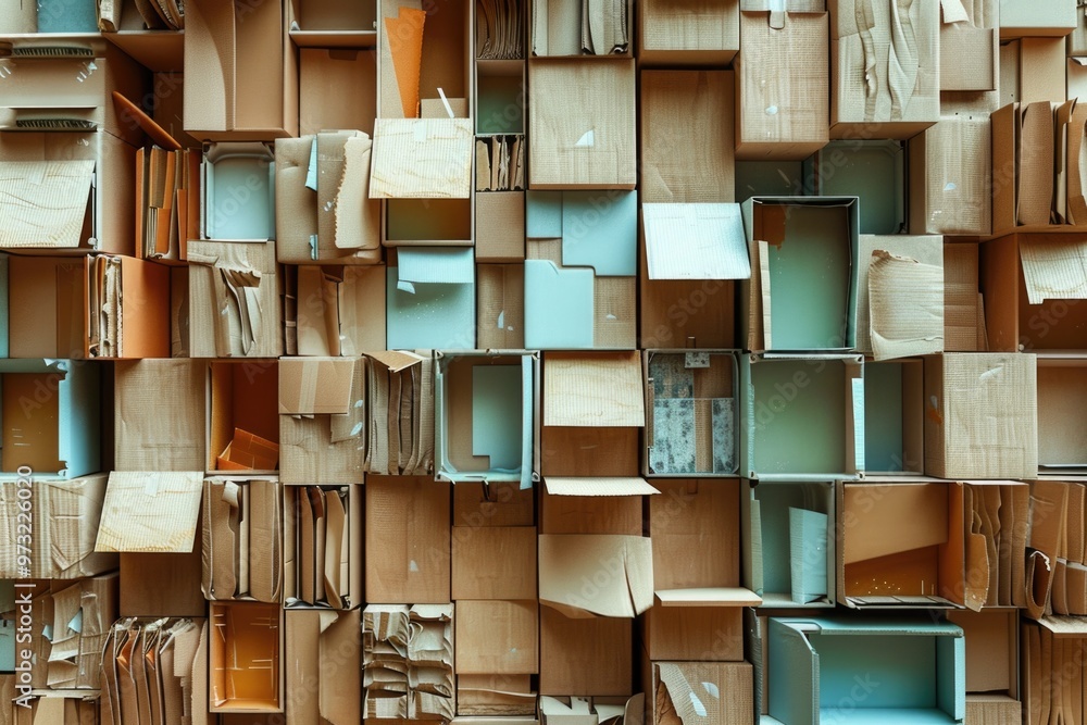 Poster a stack of boxes, possibly storage or shipping containers