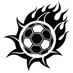 Fototapeta premium Hot soccer ball fire logo silhouette. football club graphic design logos or icons. vector illustration