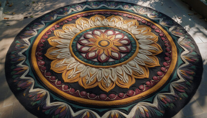 Fototapeta premium Mandala Sand Art, colorful tibetan sand mandala, colorful mandala, sand art