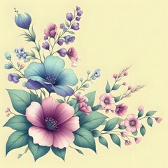 Floral seamless pattern with flowers and leaves Decorative vector pattern abstract background
