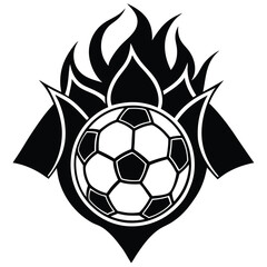 Obraz premium Hot soccer ball fire logo silhouette. football club graphic design logos or icons. vector illustration