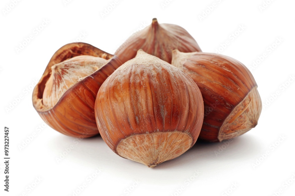Poster a collection of various nuts arranged on a white surface