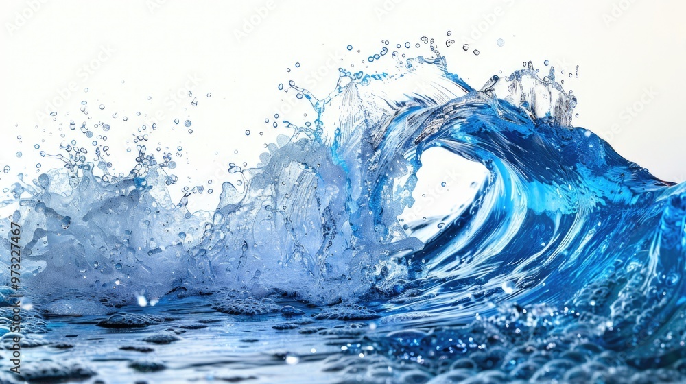 Poster A powerful ocean wave breaks into the sea, creating a splash and foam