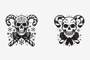 Christmas Skull vector art illustration