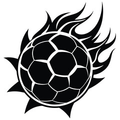 Obraz premium Hot soccer ball fire logo silhouette. football club graphic design logos or icons. vector illustration