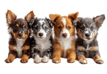 a group of puppies lying together. 