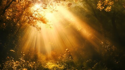 Bright scene with rays of light