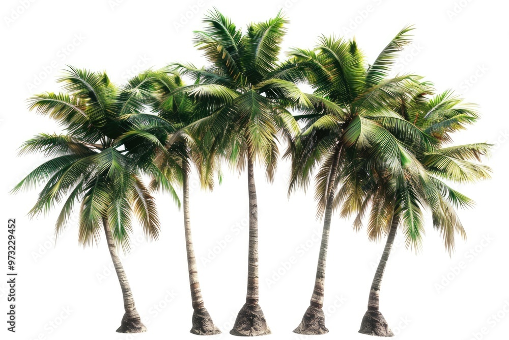 Poster group of palm trees against a plain white backdrop, suitable for design and illustration projects