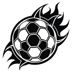 Obraz premium Hot soccer ball fire logo silhouette. football club graphic design logos or icons. vector illustration