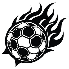 Obraz premium Hot soccer ball fire logo silhouette. football club graphic design logos or icons. vector illustration