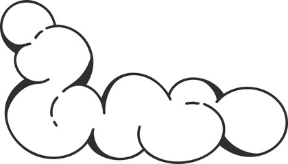 Y2k funky cloud shapes. Playful design. Cartoon retro bubbles. Outline soap suds illustration