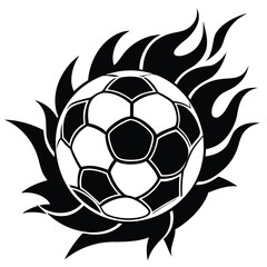 Obraz premium Hot soccer ball fire logo silhouette. football club graphic design logos or icons. vector illustration