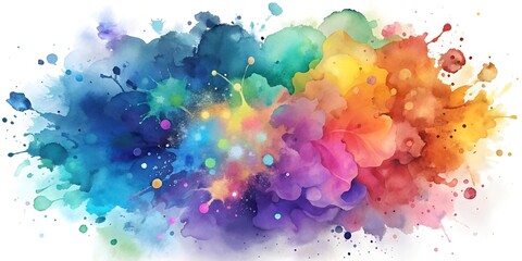 Multicolor Watercolor Explosion A Vibrant Display of Colors Blending Beautifully on Canvas