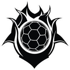 Obraz premium Hot soccer ball fire logo silhouette. football club graphic design logos or icons. vector illustration