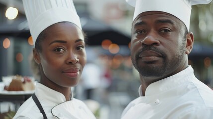 Two chefs standing side by side, possibly discussing menu or sharing a moment