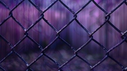 Fototapeta premium A close-up view of a chain link fence, often used in urban or industrial settings