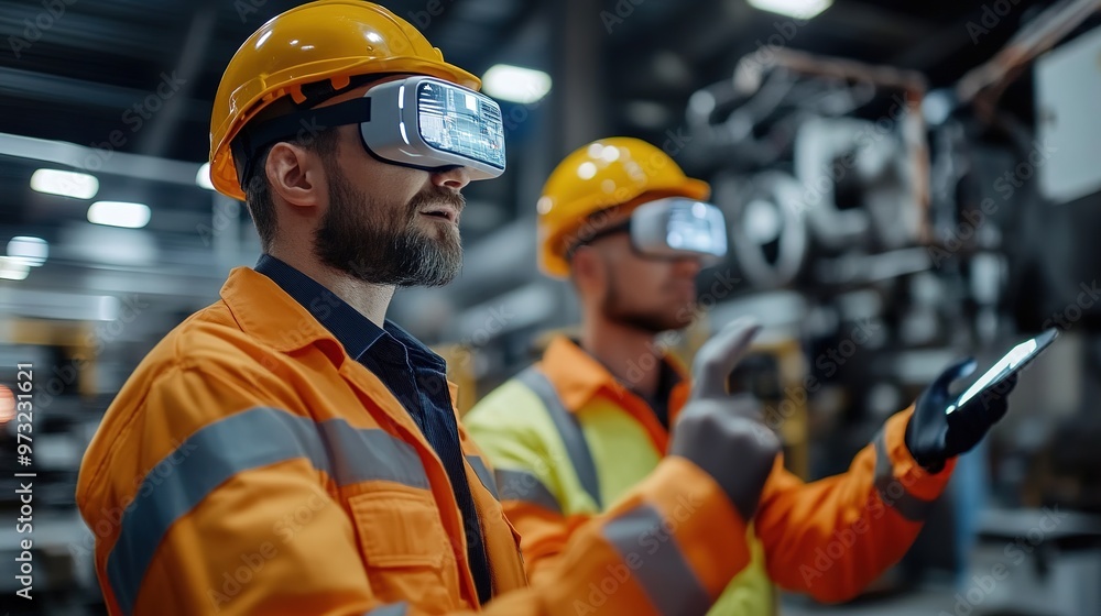 Poster workers in a smart industry environment using augmented reality for tasks.