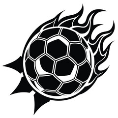 Obraz premium Hot soccer ball fire logo silhouette. football club graphic design logos or icons. vector illustration