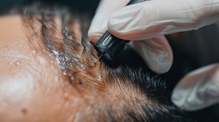 Naklejka premium Hair Treatment Process with Syringe and Comb