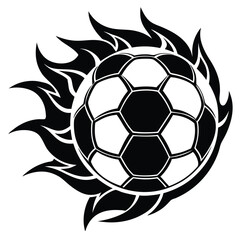 Obraz premium Hot soccer ball fire logo silhouette. football club graphic design logos or icons. vector illustration