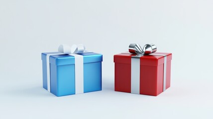 Fototapeta premium Simple and stylish gift box with a decorative ribbon