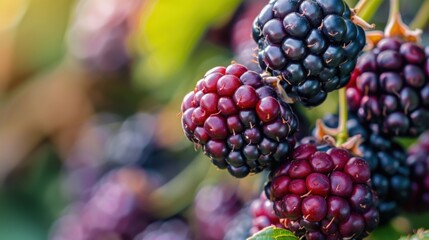 Juicy Blackberries Macro - Fresh Summer Berries Close-up